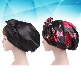 Berets 2 Pcs Women Head Scarf Silk Headgear Chemotherapy Woman Hair Bonnet Braids