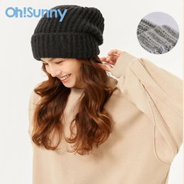 Beanie/Skull Caps OhSunny Winter Bonnets for Unisex Fashion Women Knitted Hat Cover Head Cap Beanies Autumn Skullies Hat Warm Cashmere Bucket Hat 231102
