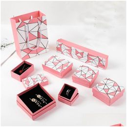 Jewellery Pouches Bags Pink Organiser Box Engagement Rings Earrings Necklaces Bracelet Handles Paper Gift For 50Pcs/Lots Drop Dhgarden Dhoh2