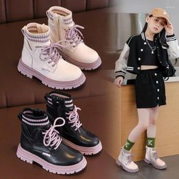 Boots Girls' Fashion 2024 Autumn Children's Knitted Short Soft Sole Non Slip Casual Leather