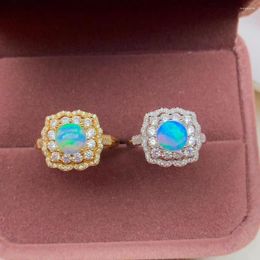 Cluster Rings Real Natural Opal 925 Sterling Silver Fine Jewellery For Men Or Woman Female Birthday