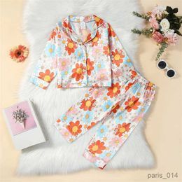 Clothing Sets Kids Pajamas Set Cute Floral Print Button up Long Sleeve Shirt and Pants Loungewear Sleepwear