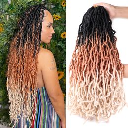 Ombre Distressed Faux Locs Crochet Hair 3 Tones Goddess Soft Locs Hair Long Messy Goddess Locs Braiding Hair 1B/27/613#