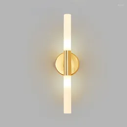 Wall Lamps Nordic Golden Strip Lights Modern LED Lamp Bedroom Bedside Mirror Front Light Living Room Background Sconce