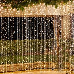 Saiten 3X3/6x3M Weihnachtsgirlande LED Vorhang Eiszapfen Lichter mit Fernbedienung Außen Lichterkette für Hochzeit Home Party Garten Dekor