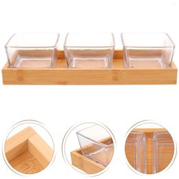 Dinnerware Sets Arrangement Compartment Snack Plate Terrarium Glass Containers Dessert Bamboo Dish