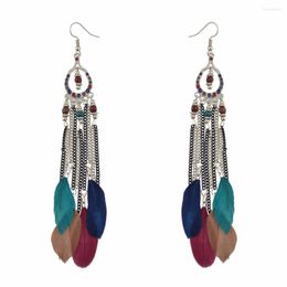 Dangle Earrings Ethnic Handmade Vintage Gypsy Nigeria Feather Bohemia Style Women Beads Hanging Drop Earring Boucle D'oreille
