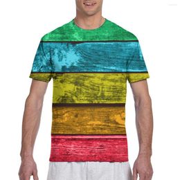 Men's T Shirts Colourful Wooden Planks Shirt Man T-shirt 2023 Summer Round Neck Tshirts Tee Men Streetwear T-shirts Short Sleeve