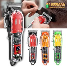 Hair Trimmer Transparent Electric Men Beard Trimming Professional Clippers USB Rechargeable Machine Cutting Shaving 231102