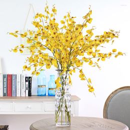 Decorative Flowers 5pcs/lot Denisfen Real Touch Flower Long Branch Dancing Orchid Flore Artificial Plants Fake Home Decoration AFO1032