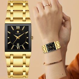 Wristwatches WWOOR Ladies Watch Women Gold Square Wristwatch Minimalist Analog Quartz Movement Casual Relogio Feminino