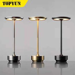 Desk Lamps Simple charging desk lamp restaurant bar dimming atmosphere retro portable touch USB Q231104