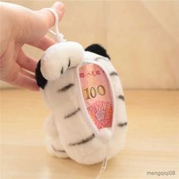 Keychains Lanyards Cute Animal Coin Purse Plush Toy Pendant Children Bag Decoration Key Ring Little Tiger Key Chain Hanging Pendant R231103