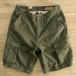 Men's Shorts Outdoor Cargo Male Trendy High Street Loose Washed Half Pants Large Size Casual Elastic Waist Not Denim