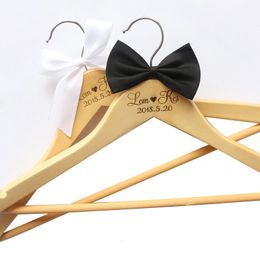 Hangers Racks Custom Wedding Hanger Personalised Bridal Hanger Bridal Maid Gift Carving Wedding Dress Hanger 230403