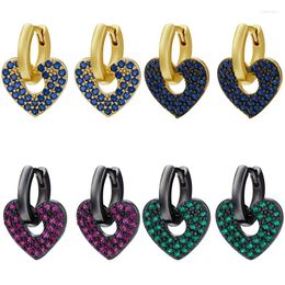 Hoop Earrings ZHUKOU Mini Heart Small For Girls Black Colour Fashion Summer Beach Jewellery Wholesale VE225