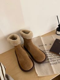 AMI2023Autumn and Winter Thick Bottom Snow Boots woman boot Sheep roll wool boots Martin boots girl boot Christmas Gift simbakids