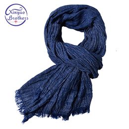 Scarves luxury band scarf men solid cotton scarf female male shawl wrap jacquard weave long scarfs with tassels 175*80 cm 230403