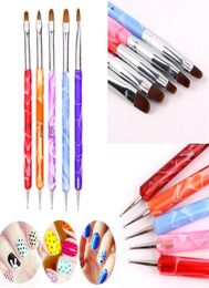 Set of 5pcs 2way Marbleizing UV Gel Nail Art Dotting Painting Brush Pen Set 5 Size5350915