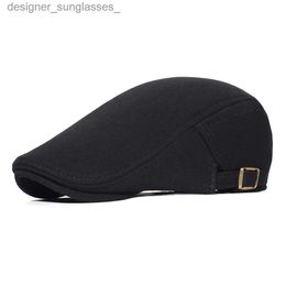 Berets Cotton Adjustable Newsboy Cs Men Woman Casual Beret Flat Ivy C Soft Solid Color Driving Cabbie Hat Unisex Black Gray HatsL231103