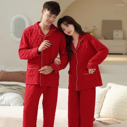 Women's Sleepwear Est Winter Couple Pyjamas Suit Thick Warm Air Clip Cotton Pyjamas Set Men Women Pijamas