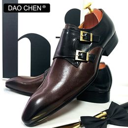 GAI Dress Shoes DAOCHEN MEN'S LOAFERS DOUBLE MONK STRAP GENUINE LEATHER MAN DRESS MIX COLORS OFFICE WEDDING MEN CASUAL SHOES 230403 GAI