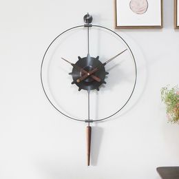 Nordic minimalism Spanish decoration Large wall clock living room Creative Modern background wall Mute gear art wall hanging wall decoration