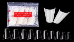 500pcs per Bag Half Cover Ballerina False Nails 10 Sizes French Coffin Fake Nails Natural Flat Shape NA6027802712