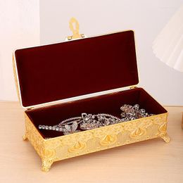 Watch Boxes Carved Pattern Jewellery Metal Temperament Storage Box Noble Ring Creative Decorative Ornaments