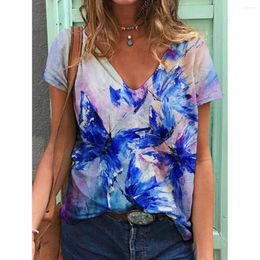 Women's T Shirts 2023 Summer Women Cute Butterfly 3D Printing Short Sleeve Pullover Fashion Loose Casual Ladies Clothes Shirt Tops