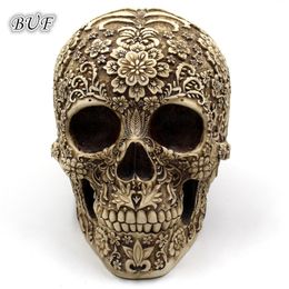 Decorative Objects Figurines BUF Modern Resin Statue Retro Skull Decor Home Decoration Ornaments Creative Art Carving Sculptures Model Halloween Gifts 230403