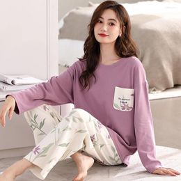 Women's Sleepwear 2023 Autumn Long Sleeve Cotton Pyjama Sets For Women Korean Cute Suit Pyjama Pijama Mujer Homewear Home Clothes Outfit