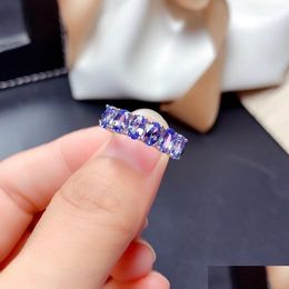 Rings Dainty Blue Gemstone Natural Tanzanite Anniversary 925 Sterling Sier Ring Birthstone Drop Delivery Jewelry Dhgarden Dhyln