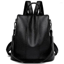 School Bags Brand Backpack For Women Soft Leather Female Vintage Luxury Designer Anti-theft Travel BagPack Bag Mochilas