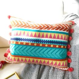 Pillow DUNXDECO Bohemia Cover Decorative Case Moroccan Colorful Orange Blue Geometric Cotton Thread Embroidery Coussin