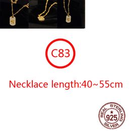 C83 S925 Sterling Silver Necklace Personalized Fashion Punk Hip Hop Style Jewelry Gold Plated Chain with Diamonds Five Point Star Cross Letter Shape Gift for Lovers