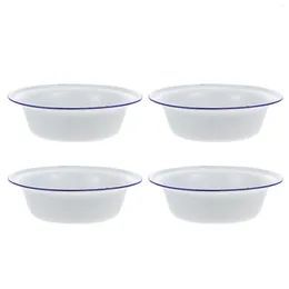 Bowls 4 Pcs Spa Set Ramen Salad Bowl Serving White Round Tray Kneading Dough Container Enamel