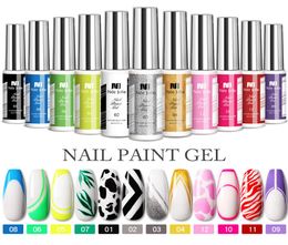 8ml Gel Nail Art Line Brush Polish 12 Colours For UVLED Paint Nails Drawing Polish DIY Painting Varnish Liner Gels 2079262841