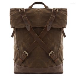 Backpack LKEEP Luxury Vintage Canvas Backpacks For Men Oil Wax Leather Travel Large Waterproof Daypacks Retro Bagpack