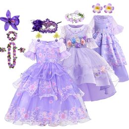 Cosplay Summer Isabela Dress Mirabel Mesh Floral Cosplay Kostium Kostium Baby Girl Charm Dolores Carnival Party Kid Vestido 230403