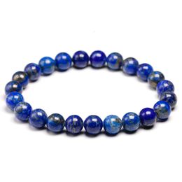 Charm Bracelets High Quality Natural Lapis Lazuli Blue Stone Beads Bracelets for Women Men Stretch Bracelet Couple Yoga Jewelry Female male Gift 230403