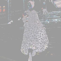 Casual Dresses Women's Black Chiffon Floral Dress 2023 Spring Autumn High-waisted Waist Long Sleeve Cool Comfortable Sweet TY1