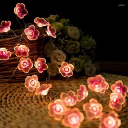 Strings 2/3M Cherry Lighting Blossom Flower LED String Fairy Lamp Bedroom Wedding Pink Bells Garland Deco Outdoor Light Fixture