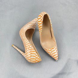 Dress Shoes Snakeskin Shape High Heels 8cm/10Cm/12cm Women Pumps Females Pointed Slip On Fashion Girls Woman 44 45