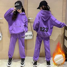 Clothing Sets Winter Sets for Girls Thick Fleece Sweatpants Piece Autumn Warm Teen Kids Clothing Years