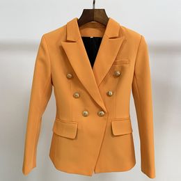 Women's Suits Blazers HIGH STREET est Baroque Designer Blazer Women's Slim Fitting Lion Buttons Double Breasted Blazer Jacket Orange 230403