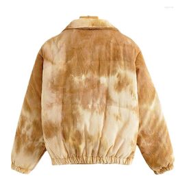 Women's Trench Coats 2023 Commuter Lapel Thickened Loose Warm Fashion Casual Solid Colour Tie-Dye Cotton Coat