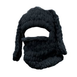 BeanieSkull Caps Adults Rabbit Ear Hat Funny Balaclava Hat Fluffy Soft Balaclava Knitted Balaclava With Ears Winter Crocheted Hat Christmas Gifts 230403