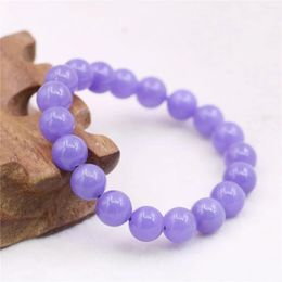 Strand 10mm Round Purple Violet Jade Chalcedony Beads Bracelet Natural Stone Elastic Hand Ornament Women Jewellery Making Design