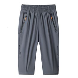 Men's Shorts Summer Breeches 3 4 Length Trousers Male Bermuda Board Quick Drying Beach Black Long Size M 8XL MY431 230403